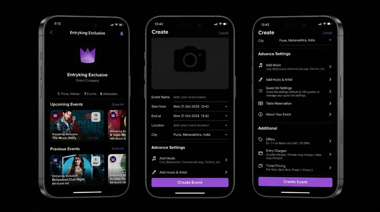 Entryking App Screen Mockup